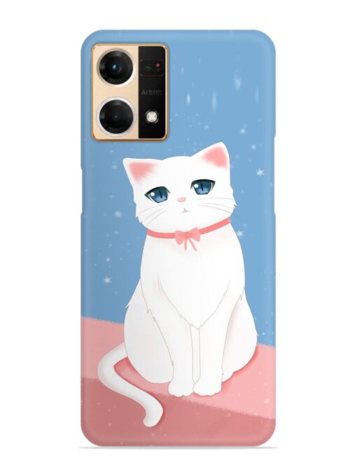 Cute White Cat Snap Case for Oppo Reno 7 (4G) Zapvi