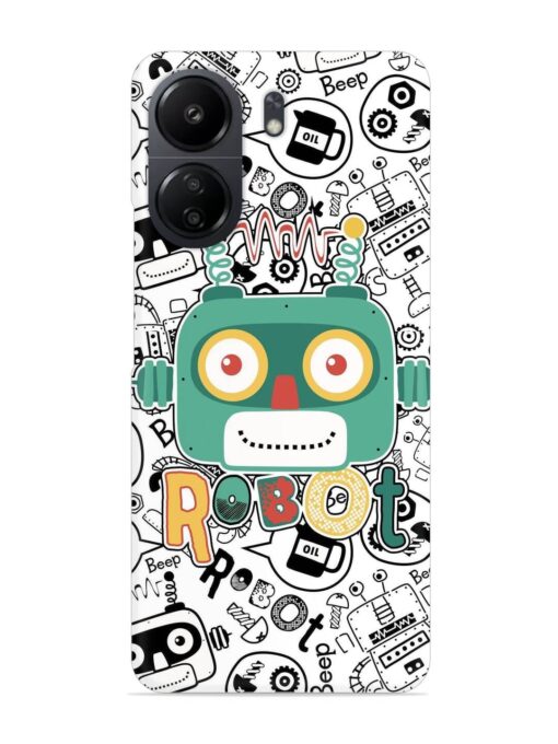 Robot Modern Seamless Pattern Snap Case for Poco C65 Zapvi