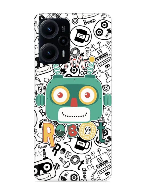 Robot Modern Seamless Pattern Snap Case for Poco F5 (5G) Zapvi