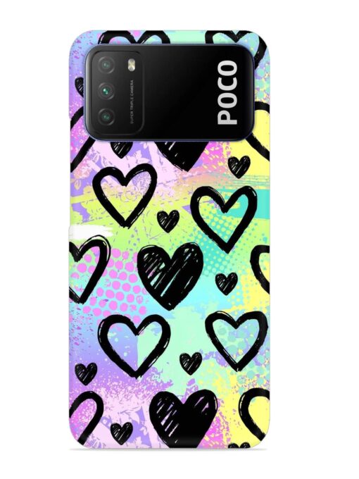 Bright Pattern Hearts Snap Case for Poco M3 Zapvi