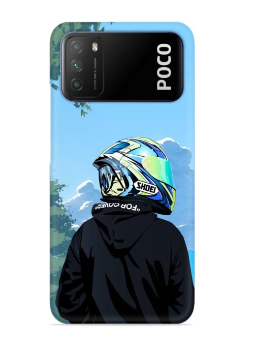 Rider With Helmet Snap Case for Poco M3 Zapvi