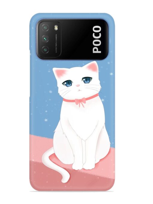 Cute White Cat Snap Case for Poco M3 Zapvi