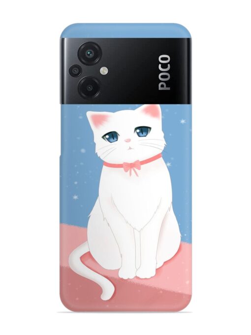 Cute White Cat Snap Case for Poco M5 Zapvi