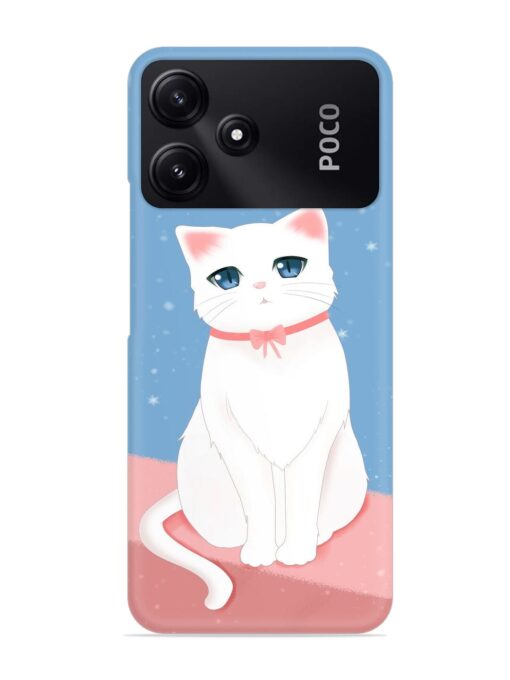 Cute White Cat Snap Case for Poco M6 Pro (5G) Zapvi