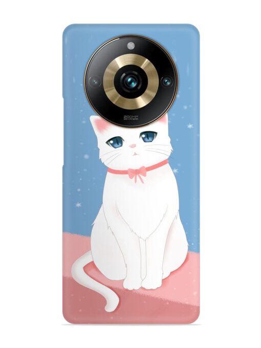 Cute White Cat Snap Case for Realme 11 Pro (5G) Zapvi