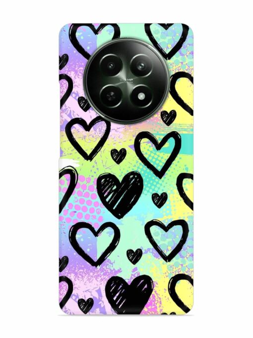 Bright Pattern Hearts Snap Case for Realme 12 (5G) Zapvi