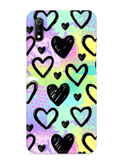 Bright Pattern Hearts Snap Case for Realme 3 Zapvi