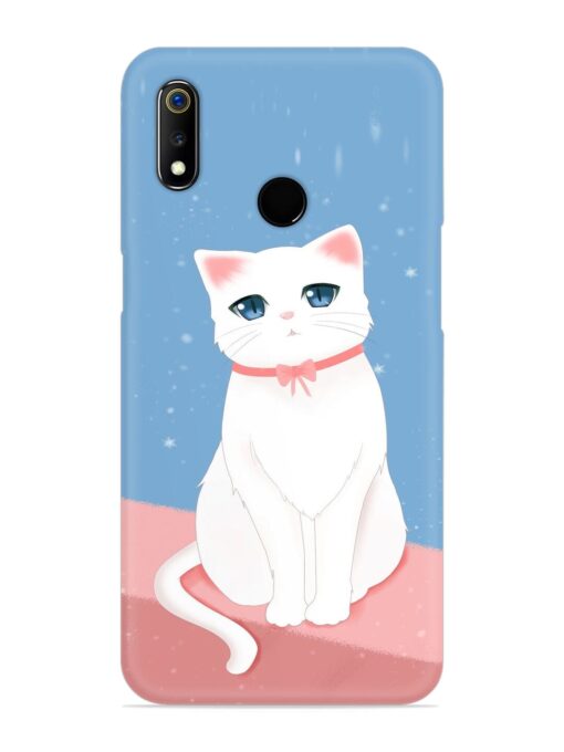 Cute White Cat Snap Case for Realme 3 Zapvi