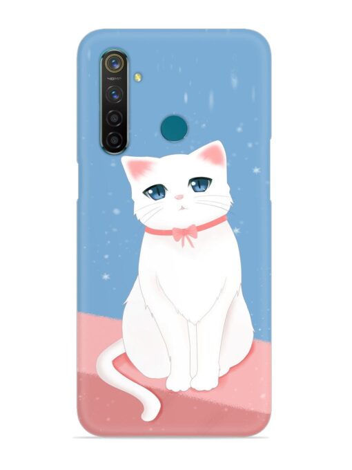 Cute White Cat Snap Case for Realme 5 Pro Zapvi