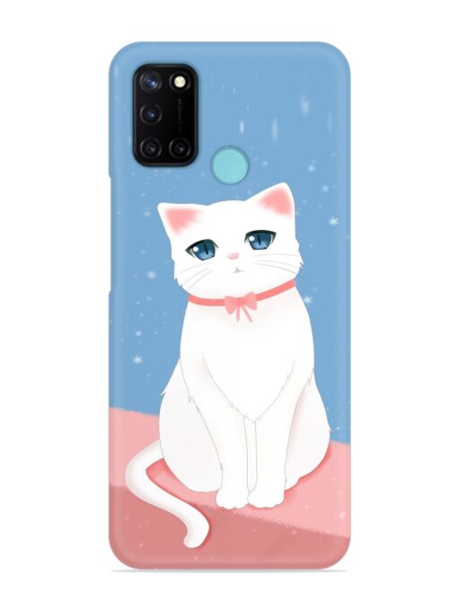 Cute White Cat Snap Case for Realme C17 Zapvi