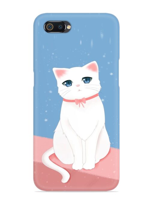 Cute White Cat Snap Case for Realme C2 Zapvi