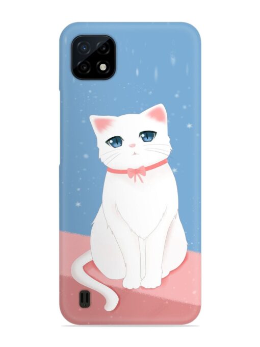 Cute White Cat Snap Case for Realme C20 Zapvi