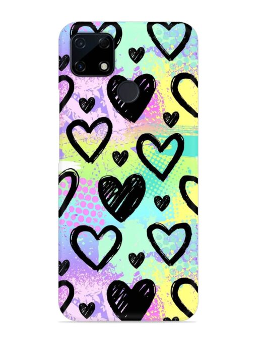 Bright Pattern Hearts Snap Case for Realme C25S Zapvi