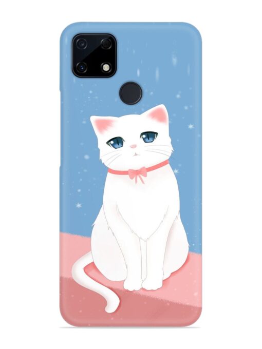 Cute White Cat Snap Case for Realme C25S Zapvi