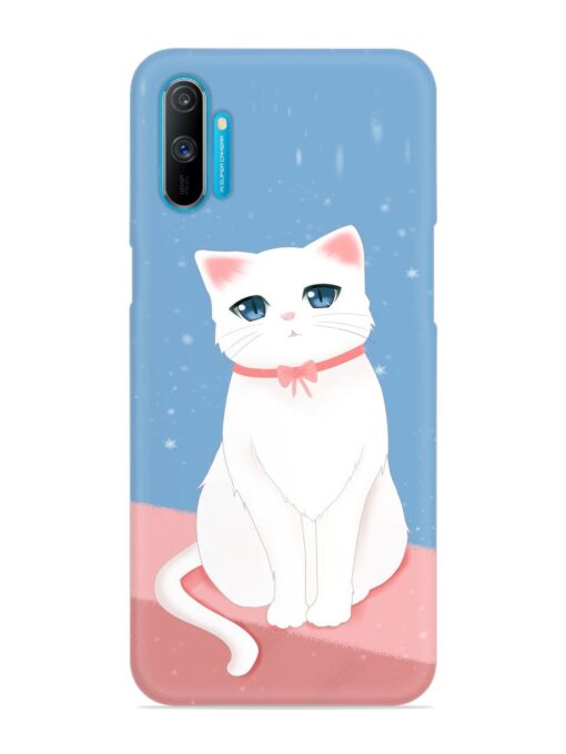 Cute White Cat Snap Case for Realme C3 Zapvi