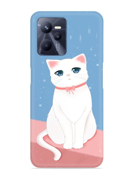 Cute White Cat Snap Case for Realme C35 Zapvi