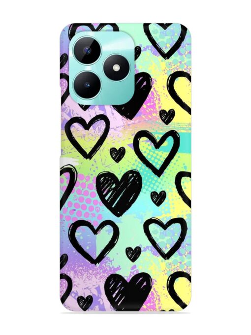 Bright Pattern Hearts Snap Case for Realme C51 Zapvi