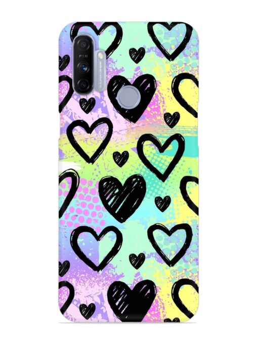 Bright Pattern Hearts Snap Case for Realme Narzo 20A Zapvi