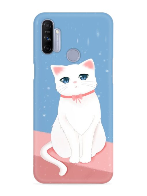 Cute White Cat Snap Case for Realme Narzo 20A Zapvi