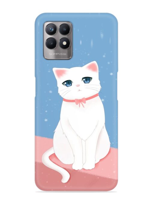 Cute White Cat Snap Case for Realme Narzo 50 (4G) Zapvi