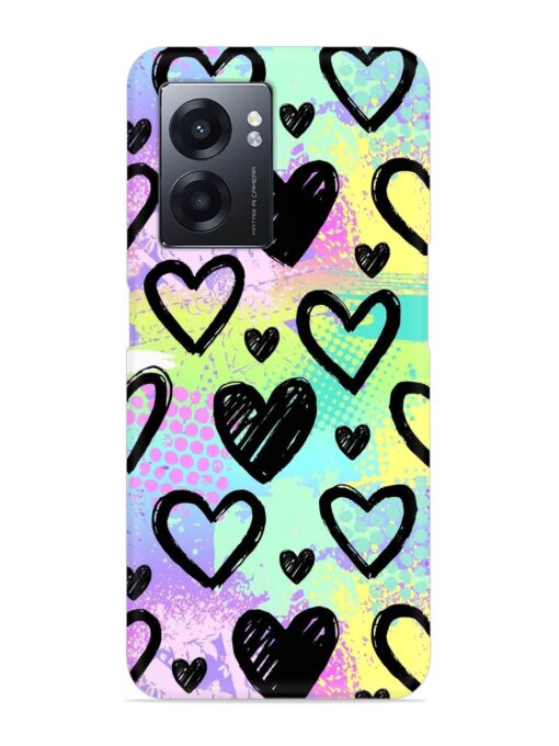 Bright Pattern Hearts Snap Case for Realme Narzo 50 (5G) Zapvi