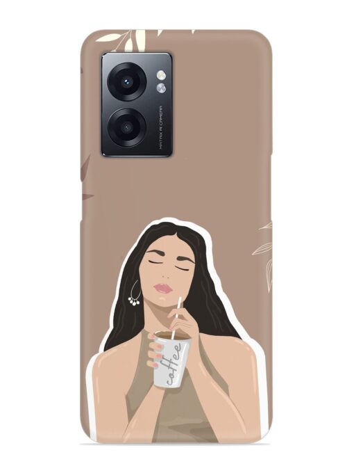 Girl With Coffee Snap Case for Realme Narzo 50 (5G) Zapvi