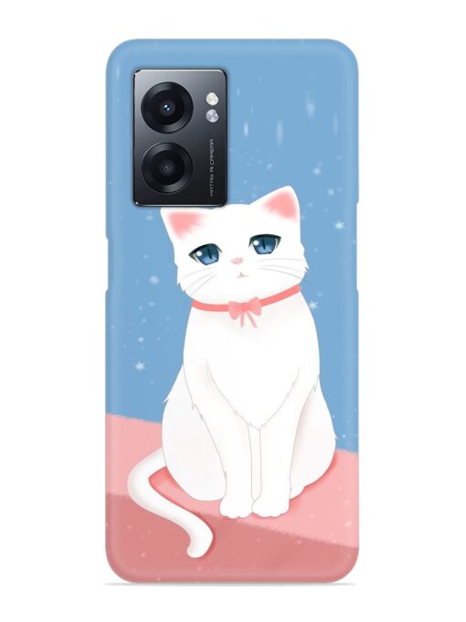 Cute White Cat Snap Case for Realme Narzo 50 (5G) Zapvi