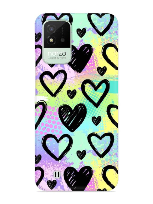 Bright Pattern Hearts Snap Case for Realme Narzo 50I Zapvi