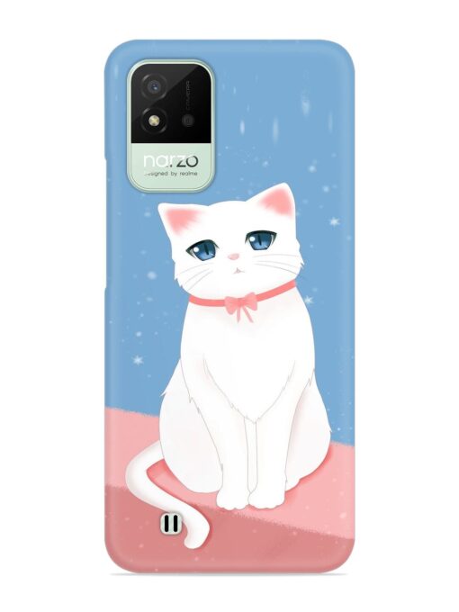 Cute White Cat Snap Case for Realme Narzo 50I Zapvi