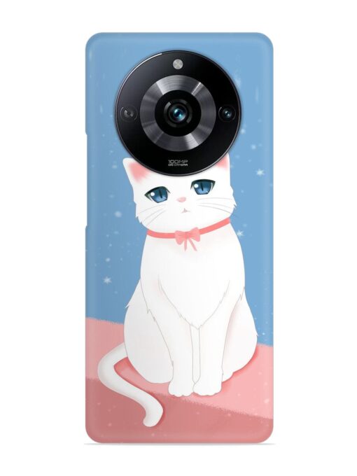 Cute White Cat Snap Case for Realme Narzo 60 Pro (5G) Zapvi