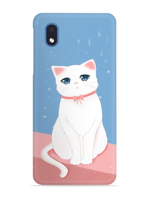 Cute White Cat Snap Case for Samsung Galaxy M01 Core Zapvi