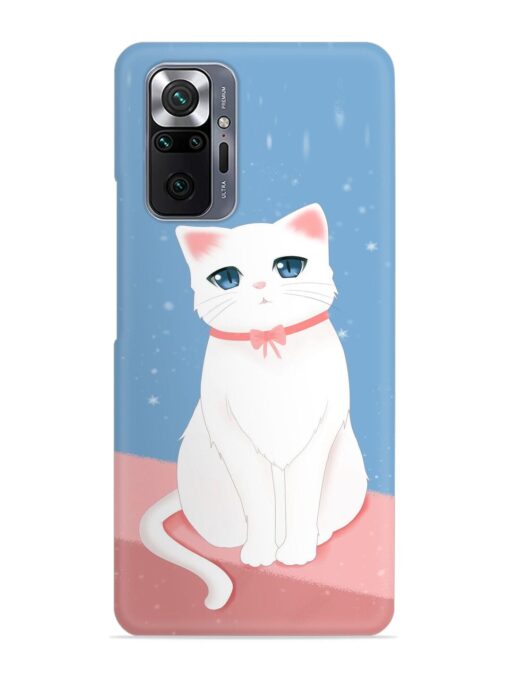 Cute White Cat Snap Case for Xiaomi Redmi Note 10 Pro Max Zapvi