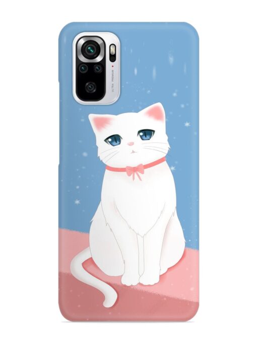 Cute White Cat Snap Case for Xiaomi Redmi Note 10S Zapvi