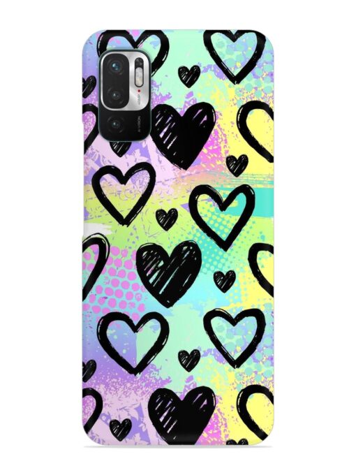 Bright Pattern Hearts Snap Case for Xiaomi Redmi Note 10T (5G) Zapvi