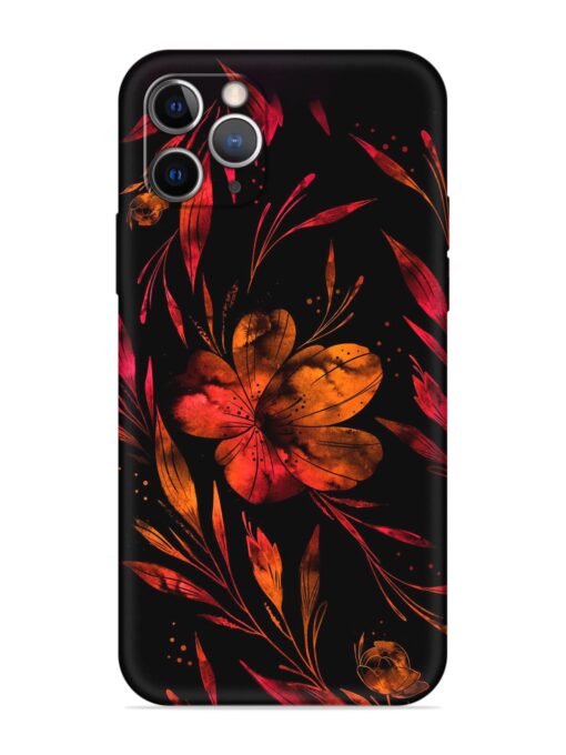 Red Flower Painting Embossed Soft Silicone Case for Apple Iphone 11 Pro Zapvi