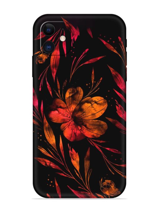 Red Flower Painting Embossed Soft Silicone Case for Apple Iphone 12 Mini Zapvi