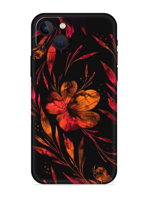 Red Flower Painting Embossed Soft Silicone Case for Apple Iphone 13 Mini Zapvi