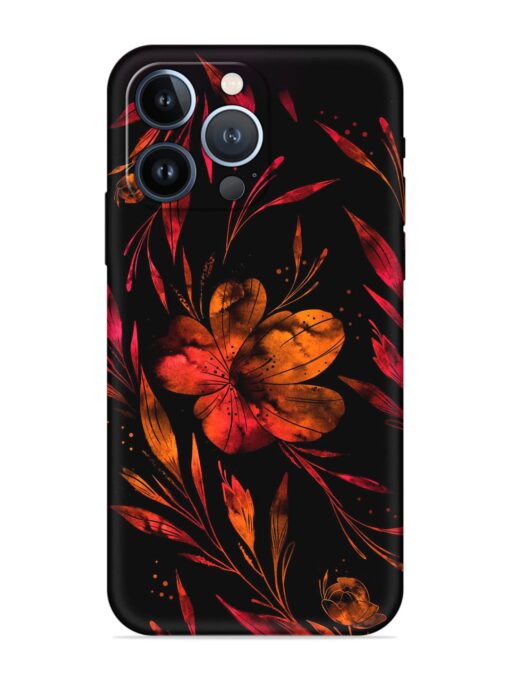 Red Flower Painting Embossed Soft Silicone Case for Apple Iphone 13 Pro Max Zapvi