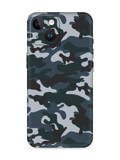 Dark Blue Army Military Art Embossed Soft Silicone Case for Apple Iphone 14 Zapvi