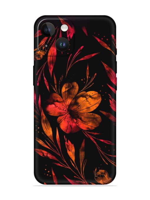 Red Flower Painting Embossed Soft Silicone Case for Apple Iphone 14 Zapvi