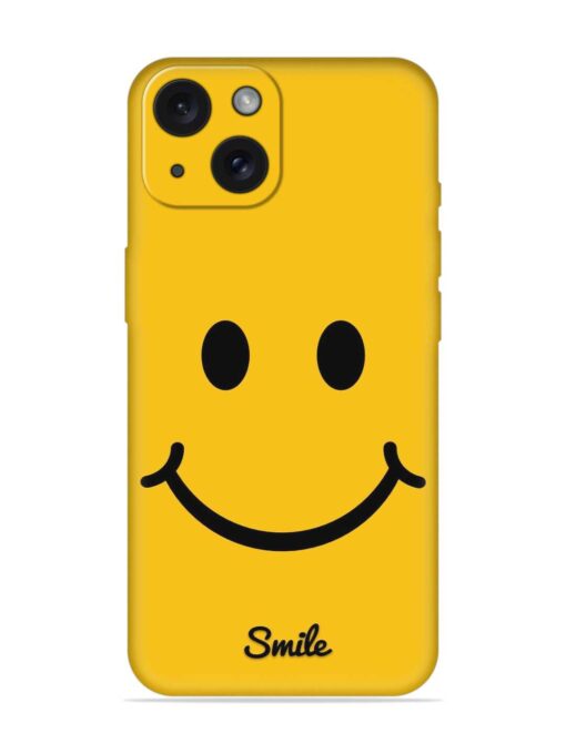 Yellow Smiley Embossed Soft Silicone Case for Apple Iphone 15 Zapvi