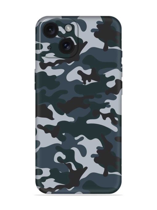 Dark Blue Army Military Art Embossed Soft Silicone Case for Apple Iphone 15 Zapvi