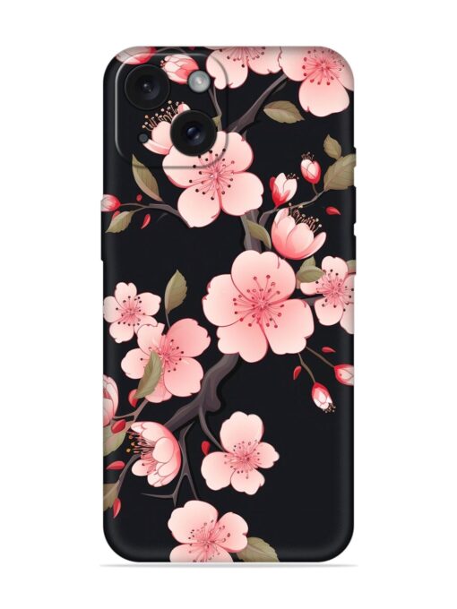 Cherry Blossom Embossed Soft Silicone Case for Apple Iphone 15 Zapvi