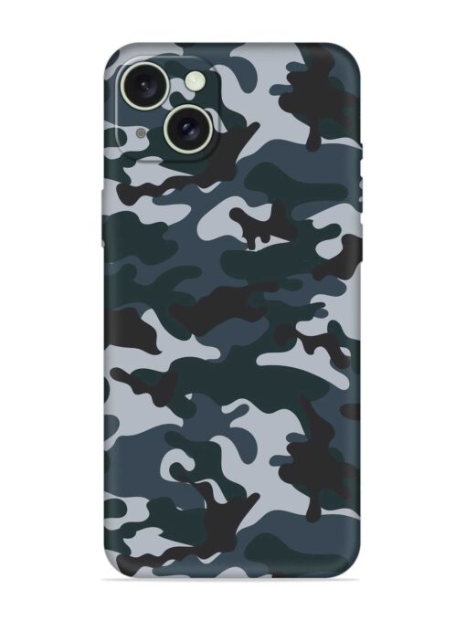 Dark Blue Army Military Art Embossed Soft Silicone Case for Apple Iphone 15 Plus Zapvi