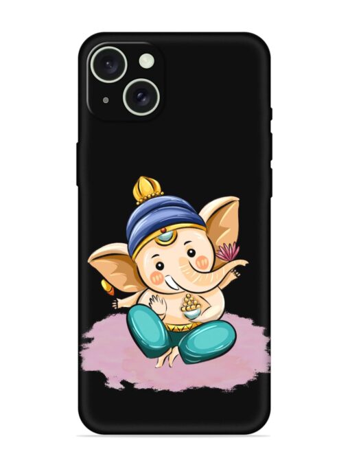 Bal Ganesh Vector Art Embossed Soft Silicone Case for Apple Iphone 15 Plus Zapvi