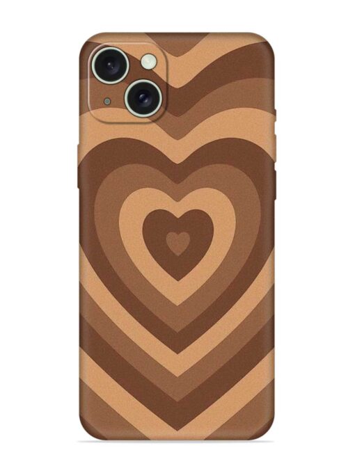 Brown Heart Embossed Soft Silicone Case for Apple Iphone 15 Plus Zapvi