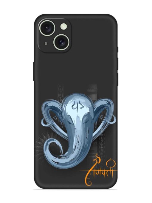 Illustration Lord Ganpati Embossed Soft Silicone Case for Apple Iphone 15 Plus Zapvi