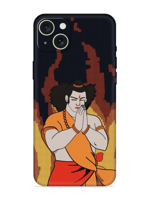 Shree Ram Vector Embossed Soft Silicone Case for Apple Iphone 15 Plus Zapvi