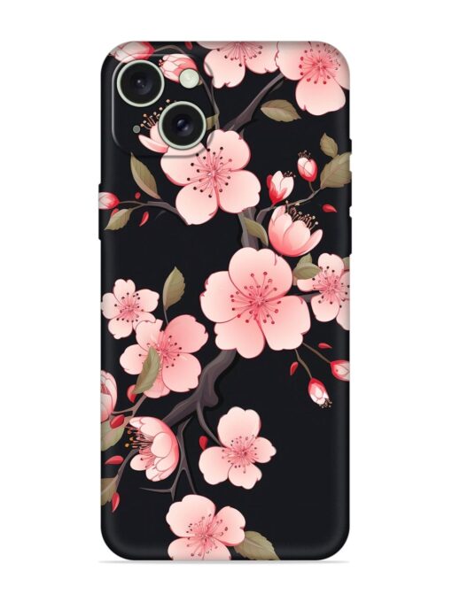 Cherry Blossom Embossed Soft Silicone Case for Apple Iphone 15 Plus Zapvi