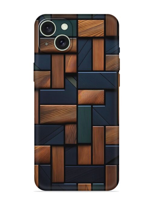 Wooden Background Cubes Embossed Soft Silicone Case for Apple Iphone 15 Plus Zapvi